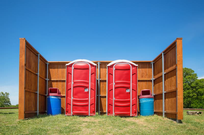Short-term porta potty units staged for delivery in Brentwood, California